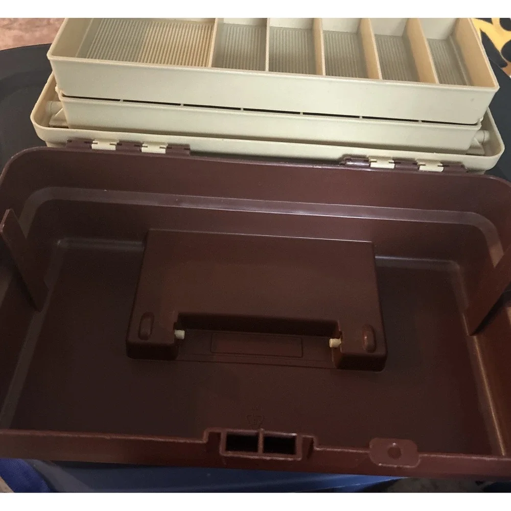 VINTAGE  Plano Tackle Box Model 3200- 2 Tier Fold Out Tray Fishing Made in USA